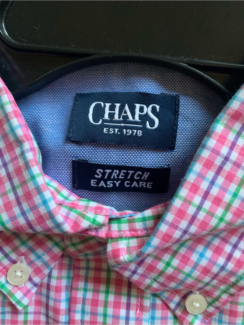 Chaps Pink & Green Plaid Button-Down Shirt - Picture 3 of 4